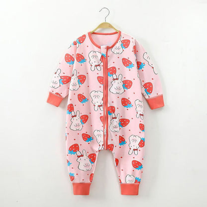 Soft Cotton Kids Sleep Romper – Front Zipper Comfort with Playful Prints