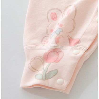 Soft Cotton Baby Romper with Lion Detail – Long Sleeve Snap Front