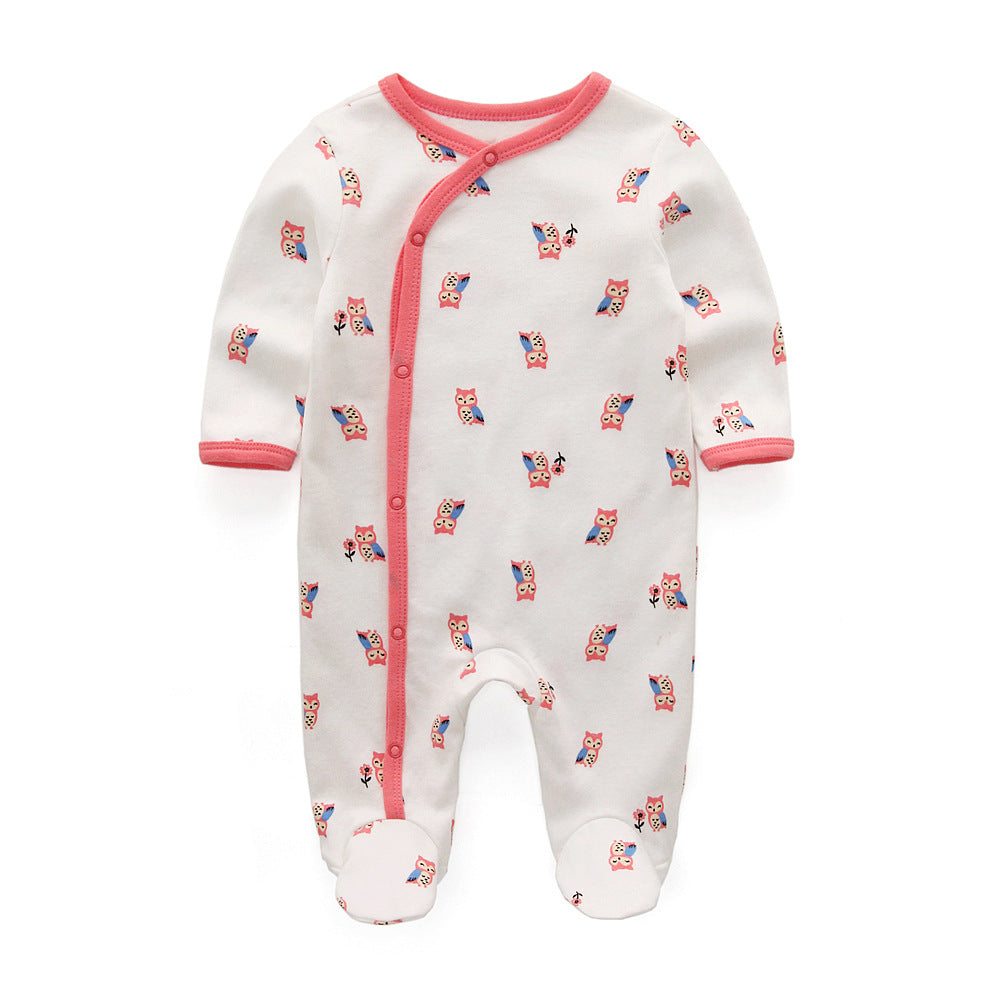 Soft Cotton Newborn Baby Bodysuit 3-Pack – Long Sleeve Owl Print Set